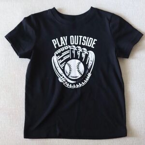 Kids Black 'Play Outside' Baseball Graphic Tee